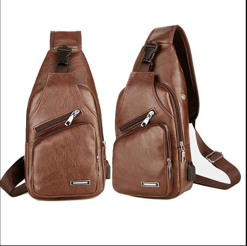 Bolsa Transversal Masculina em Couro Buble