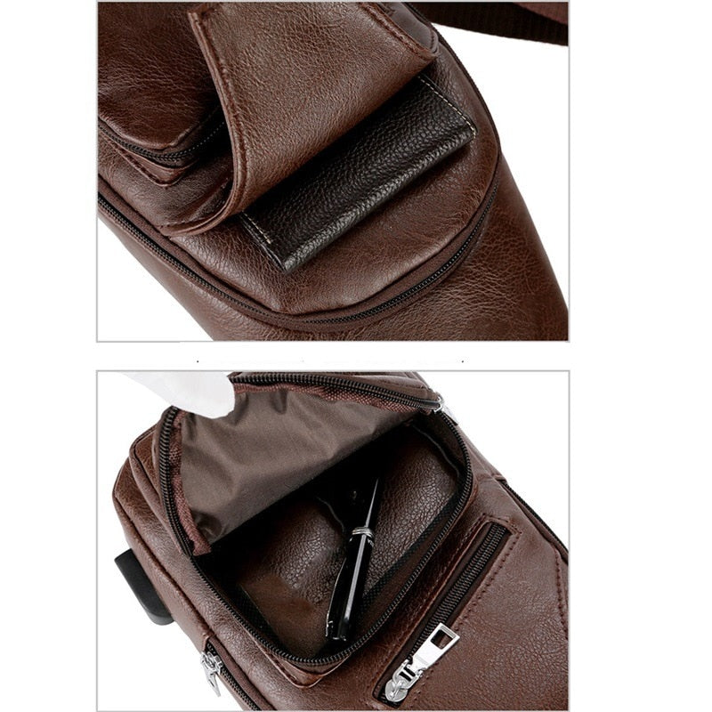 Bolsa Transversal Masculina em Couro Buble