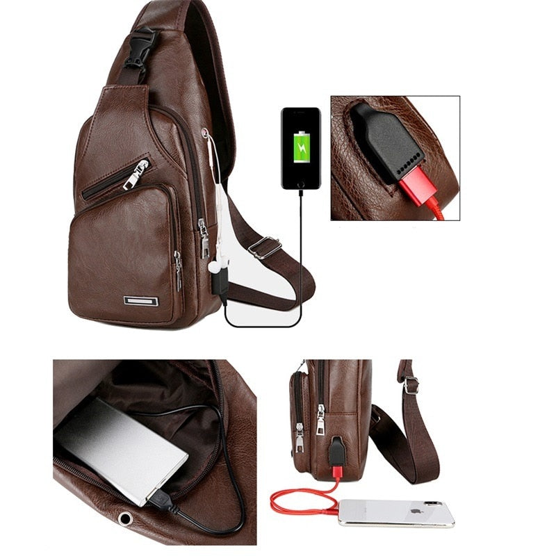 Bolsa Transversal Masculina em Couro Buble