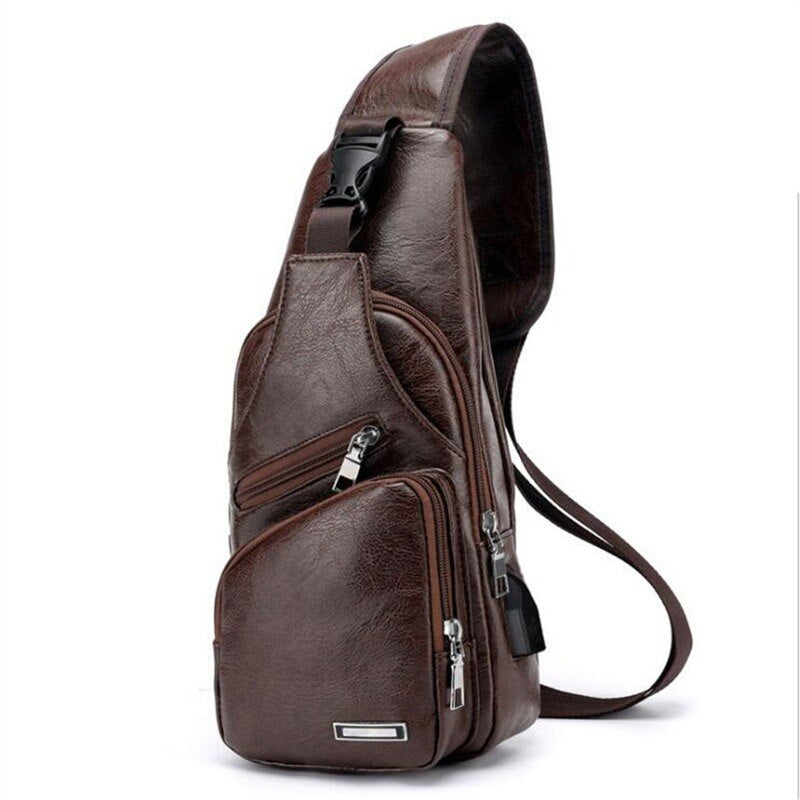 Bolsa Transversal Masculina em Couro Buble