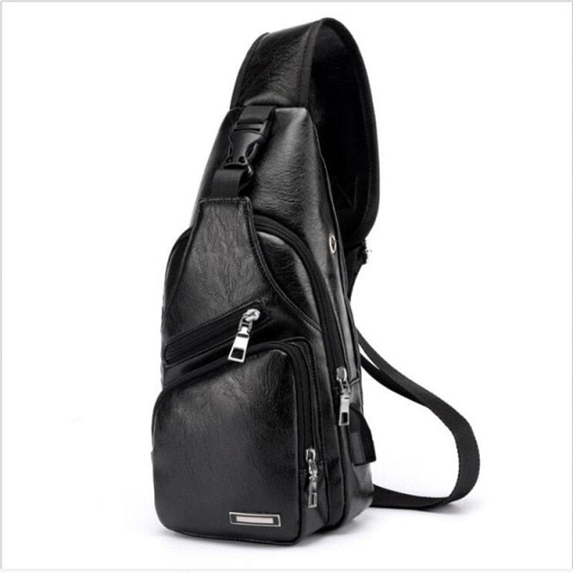 Bolsa Transversal Masculina em Couro Buble